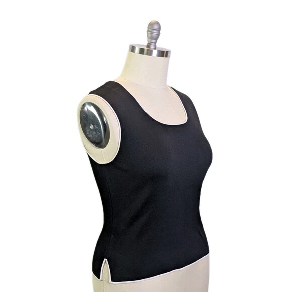 Vintage BCBG Max Azria Knit Shell Top Black White Trim - Picture 10 of 12